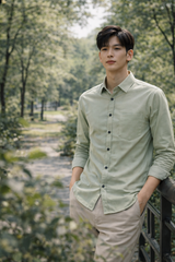 Mens Sage Green Slim Fit Casual Shirt 2