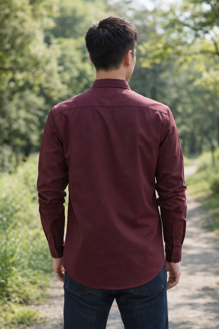 Men's Maroon Slim Fit Casual Shirt 2