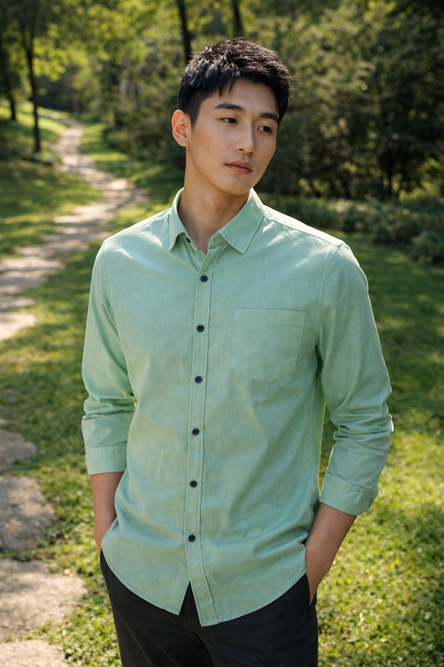 Mens Mint Green Slim Fit Casual Shirt — TryBuy®