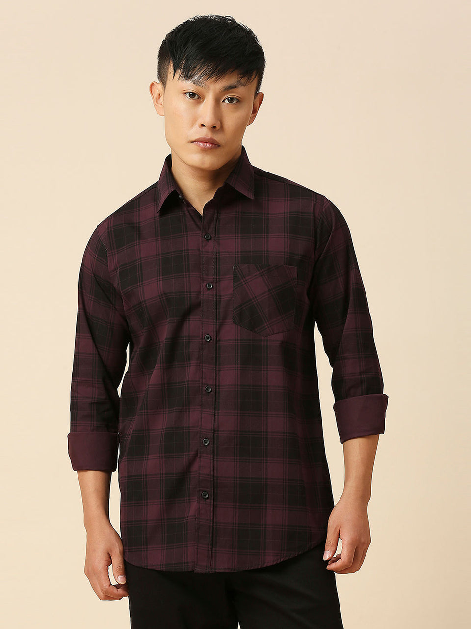 Blissful Cotton Checked Shirt for Men