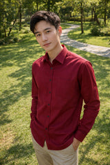 Mens Red Slim Fit Casual Shirt 4