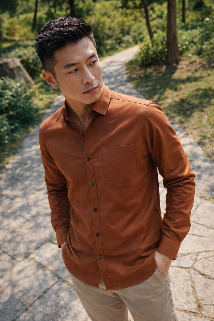 Men's Burnt Orange Slim Fit Casual Shirt 2