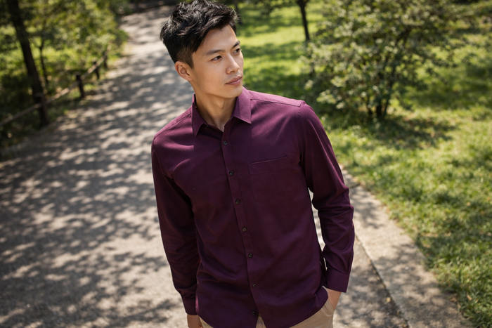 Men's Deep Purple Slim Fit Casual Shirt 2