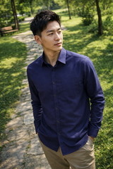 Men's Dark Blue Slim Fit Casual Shirt 5