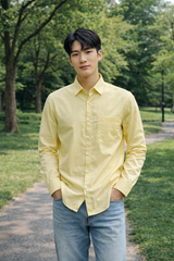 Mens Light Yellow Slim Fit Casual Shirt 3