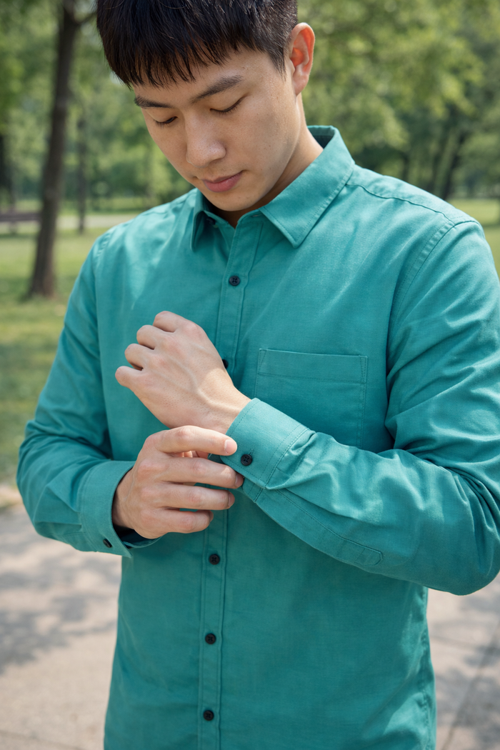 Men's Teal Green Slim Fit Casual Shirt 2