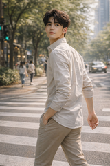 Mens Cream Slim Fit Casual Shirt 4