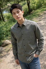 Mens Grey Slim Fit Casual Shirt 1