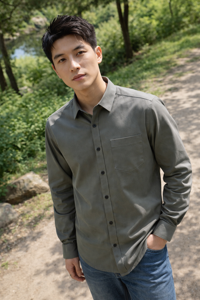 Mens Grey Slim Fit Casual Shirt — TryBuy®