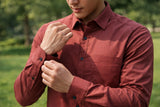 Mens Burnt Red Slim Fit Casual Shirt 5