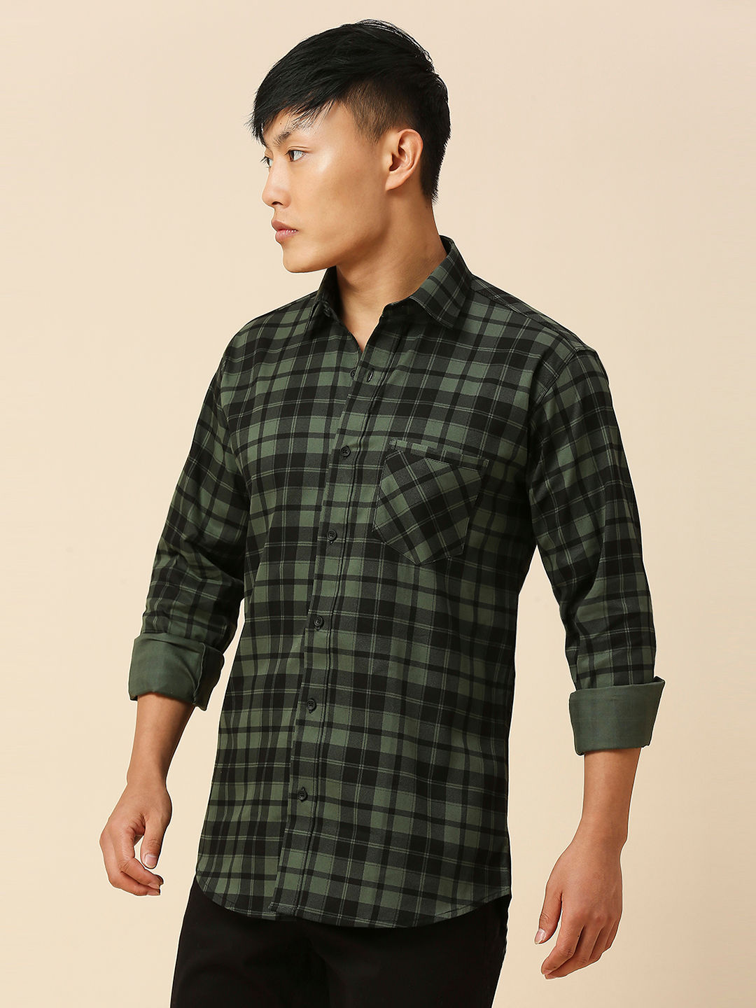 Lush Cotton Checked Shirt for Men
