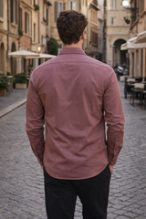 Men Mauve Solid Spread Collar Slim Fit Casual Shirt 3