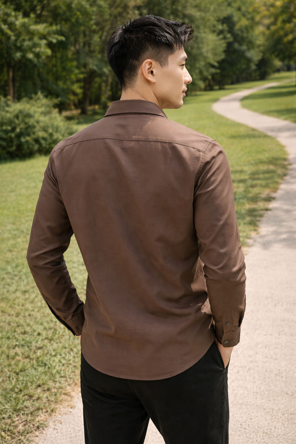 Mens Brown Slim Fit Casual Shirt