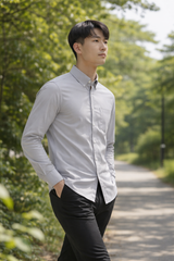 Mens Light Grey Slim Fit Casual Shirt 5