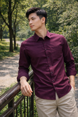 Mens Deep Purple Slim Fit Casual Shirt 4