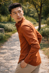 Mens Burnt Orange Slim Fit Casual Shirt 4