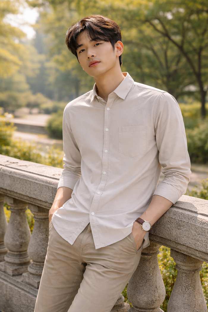 Men's Cream Slim Fit Casual Shirt 2