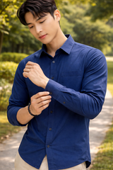 Mens Navy Blue Slim Fit Casual Shirt 4