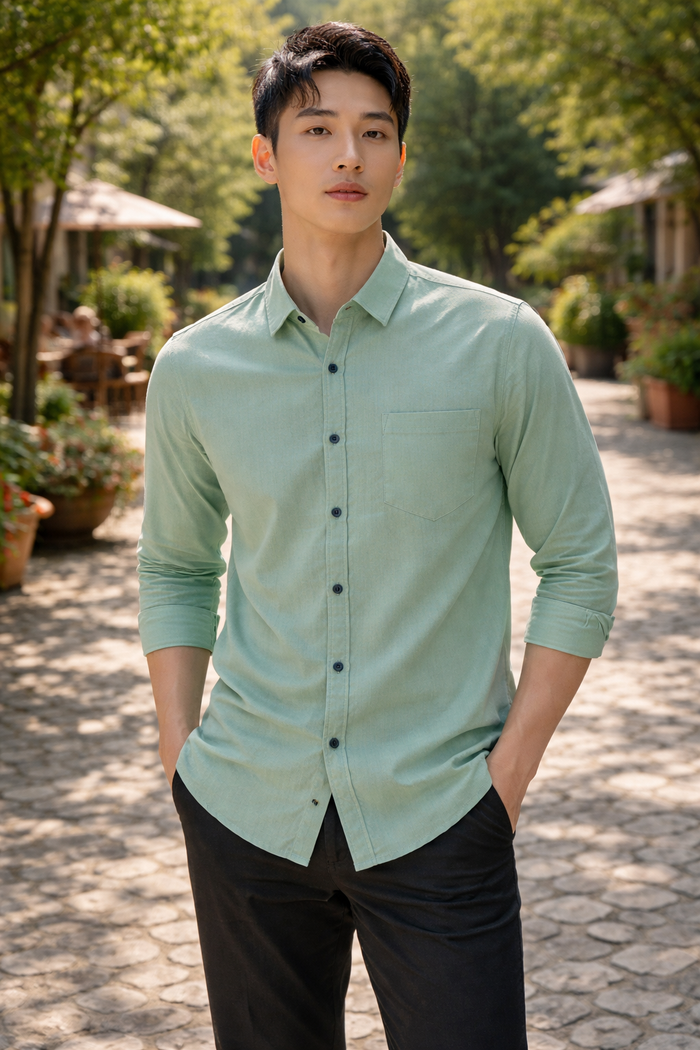Men's Mint Green Slim Fit Casual Shirt 2