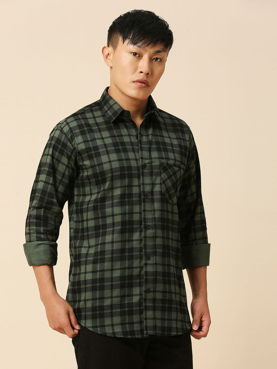 Lush Cotton Checked Shirt for Men