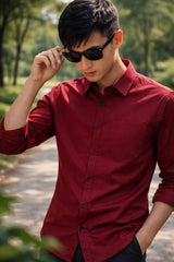 Mens Burgundy Slim Fit Casual Shirt 1