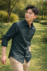 Mens Dark Green Slim Fit Casual Shirt 6