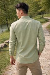 Mens Light Green Slim Fit Casual Shirt 4