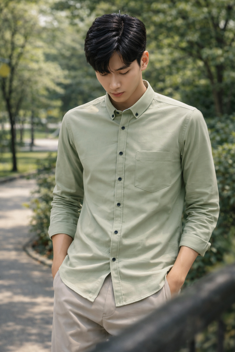 Men's Sage Green Slim Fit Casual Shirt 7