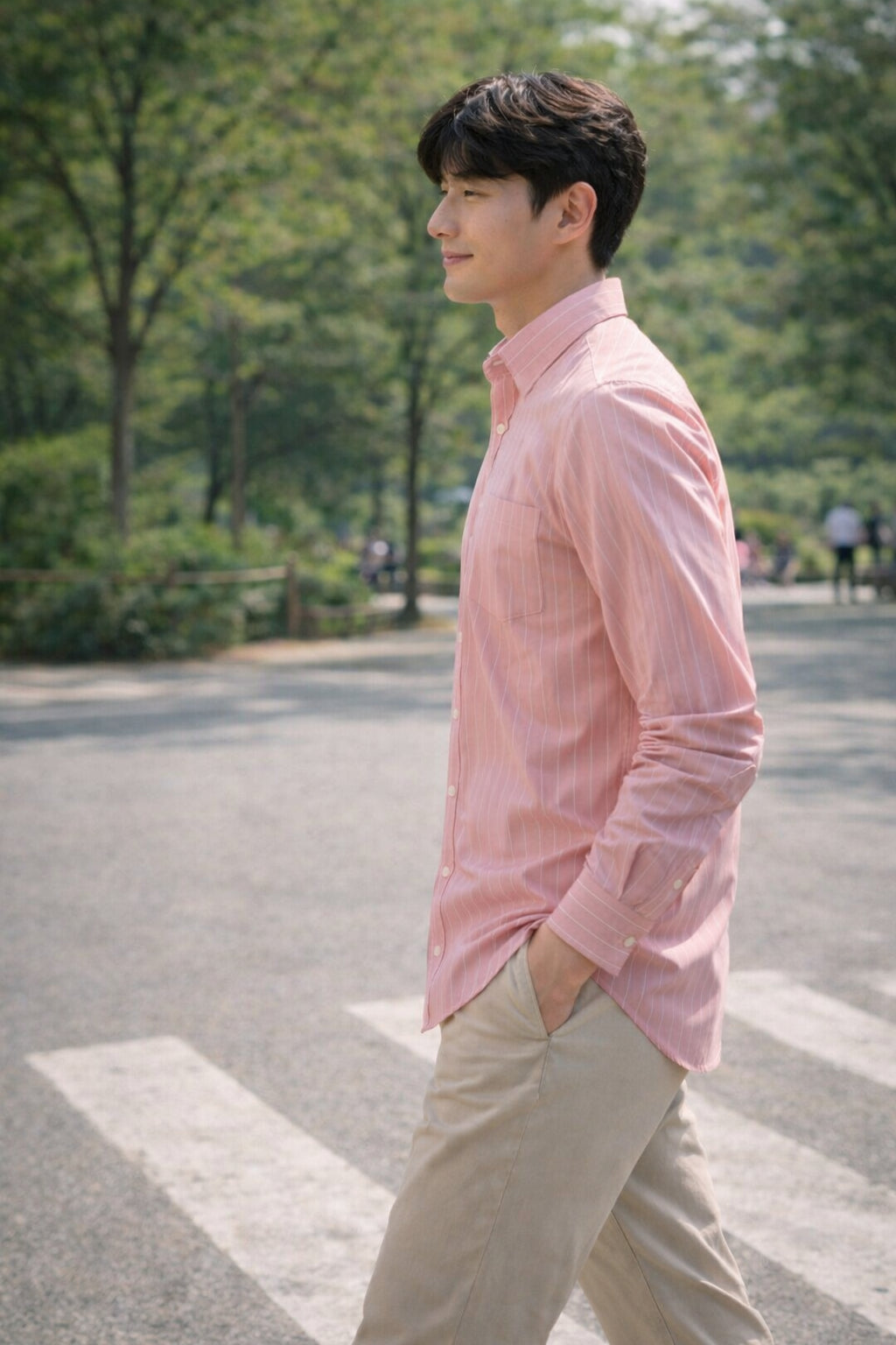 Mens Pink Striped Slim Fit Casual Shirt