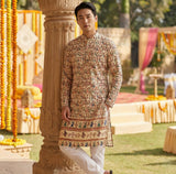 Men Cream Ethnic Figurative Printed Kurta 5