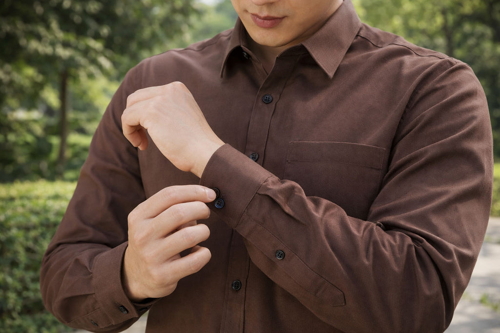 Mens Brown Slim Fit Casual Shirt