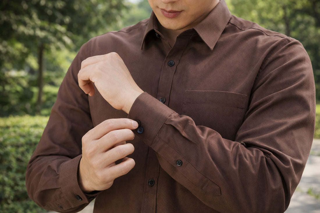 Mens Brown Slim Fit Casual Shirt