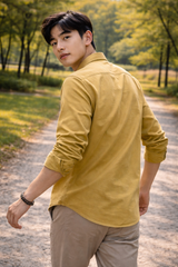 Mens Mustard Yellow Slim Fit Casual Shirt 3