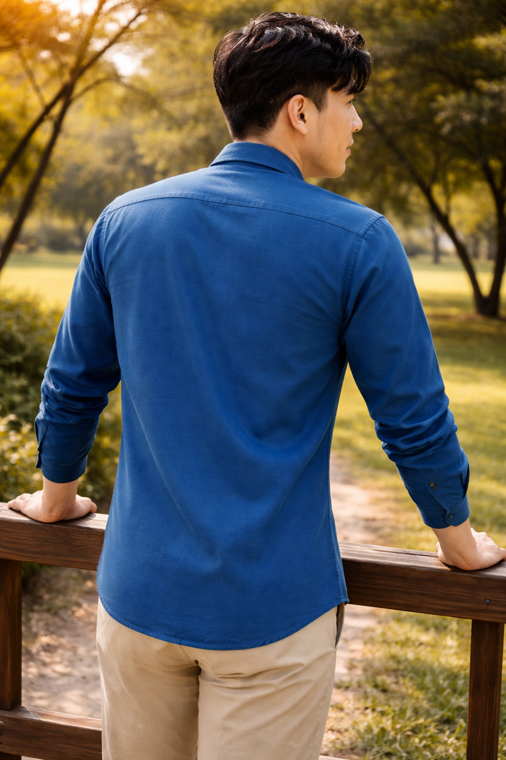 Men’s Blue Slim Fit Cotton Casual Shirt