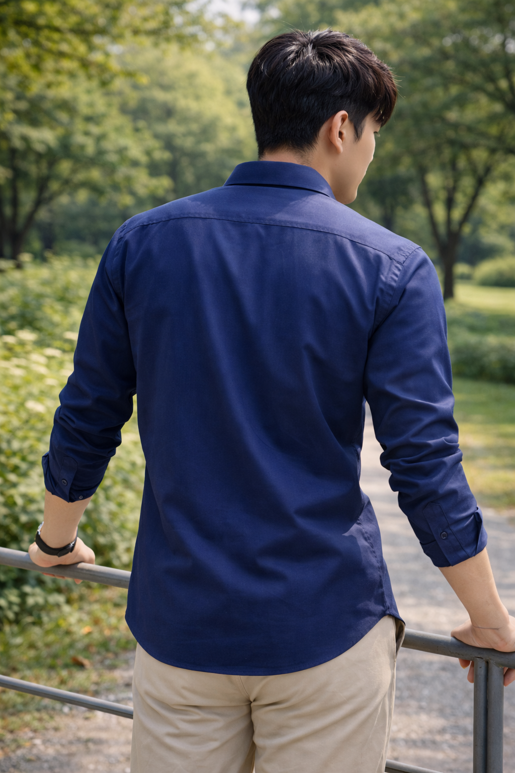 Men's Navy Blue Slim Fit Casual Shirt