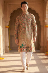 Men Beige Ethnic Village Motif Printed Kurta 4