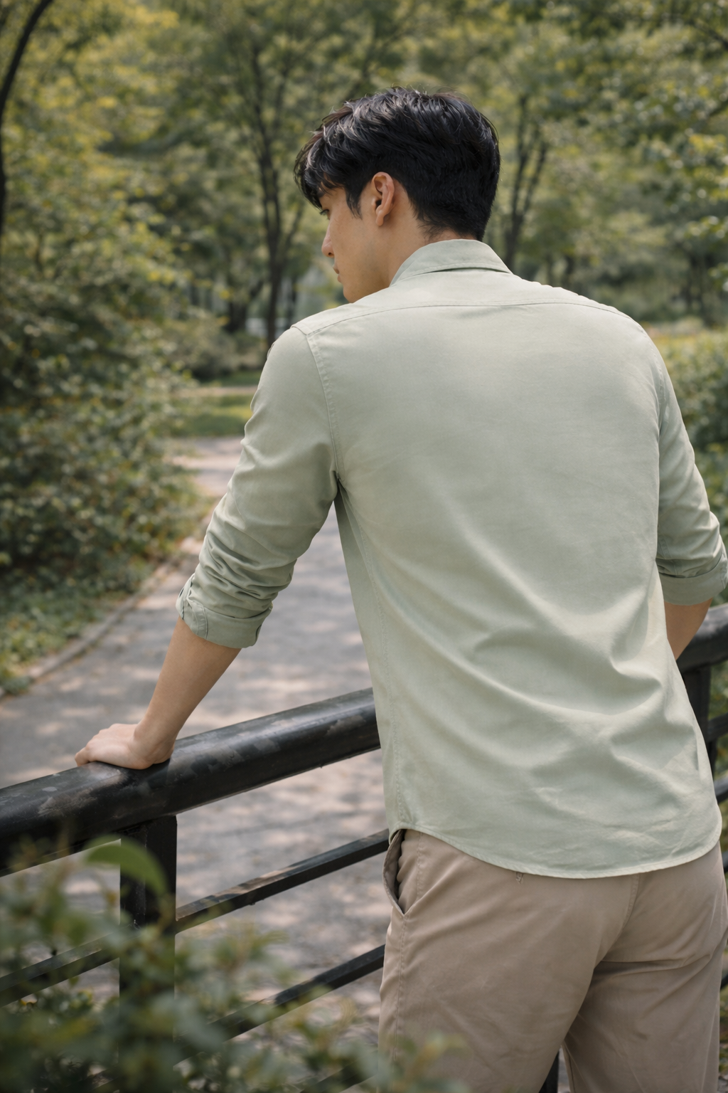 Men's Sage Green Slim Fit Casual Shirt