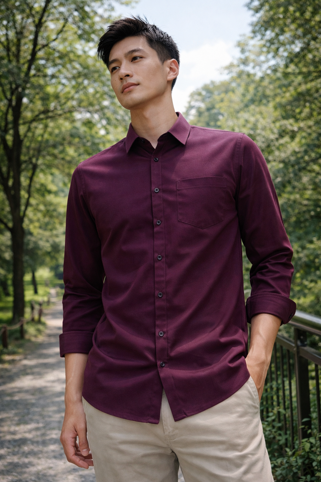 Mens Deep Purple Slim Fit Casual Shirt — TryBuy®