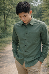 Mens Dusty Green Slim Fit Casual Shirt 5