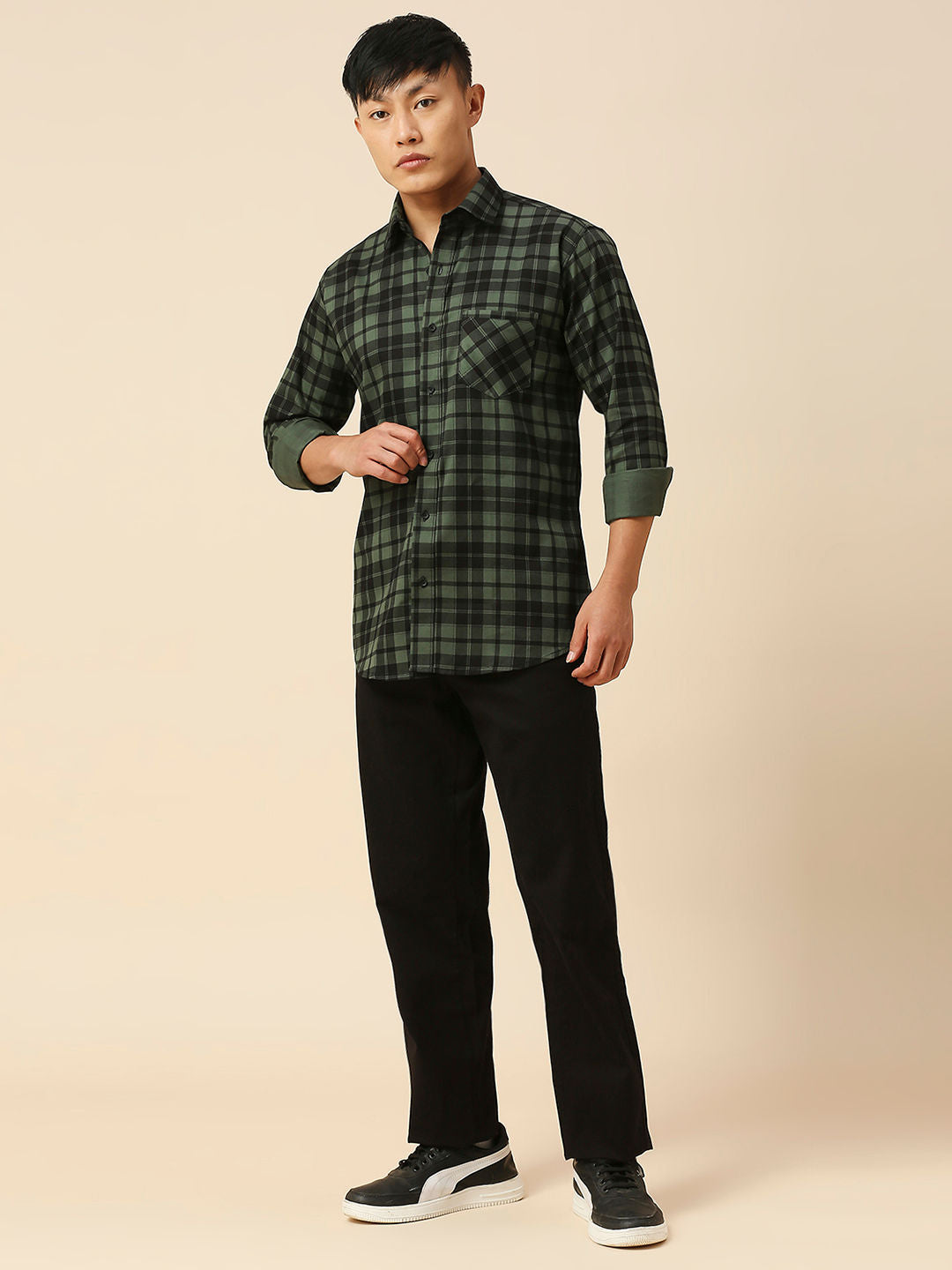 Lush Cotton Checked Shirt for Men