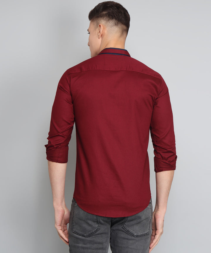 पुरुषों के लिए विशेष डिजाइनर लाल रंग कपास आरामदायक ठोस शर्ट
