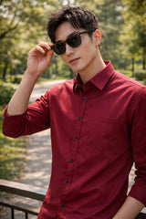 Mens Red Slim Fit Casual Shirt 5