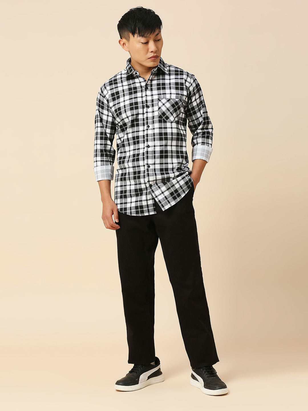 Smooth Checked Cotton Shirt for Men