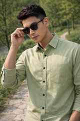 Mens Light Green Slim Fit Casual Shirt 5