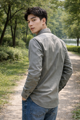 Mens Grey Slim Fit Casual Shirt 2