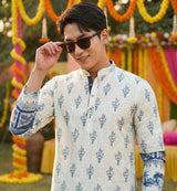 Men Cream Ethnic Motif Printed Kurta 6