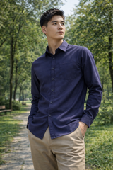 Men's Dark Blue Slim Fit Casual Shirt 2