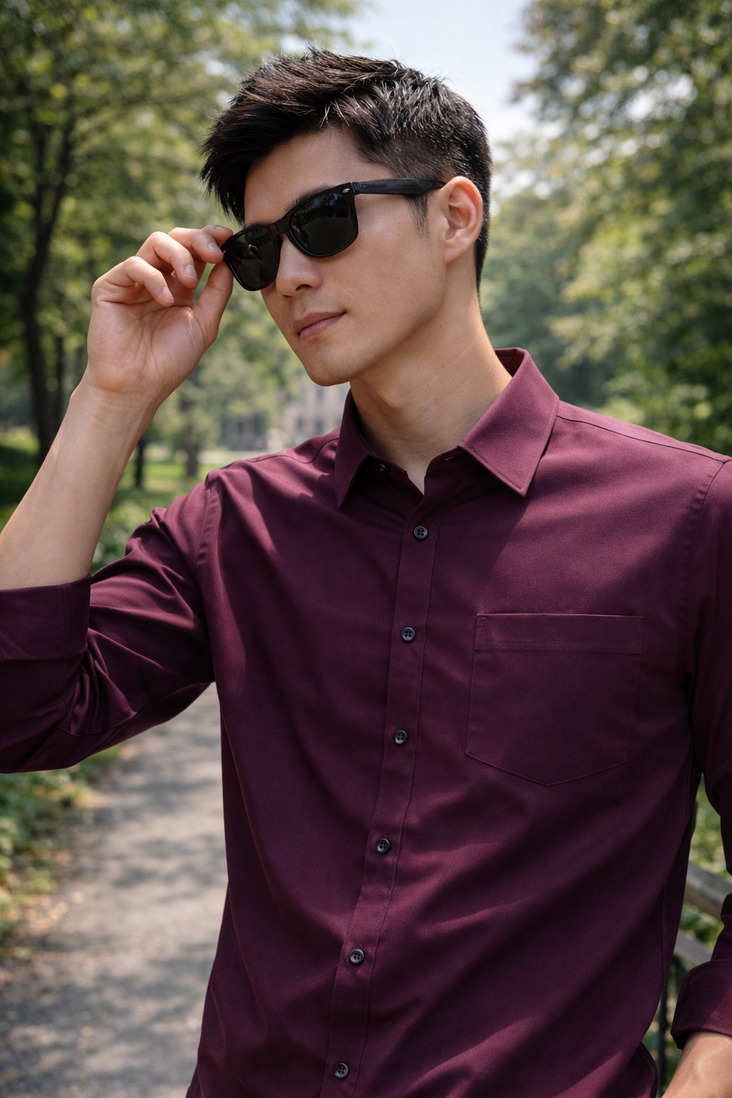 Men's Deep Purple Slim Fit Casual Shirt