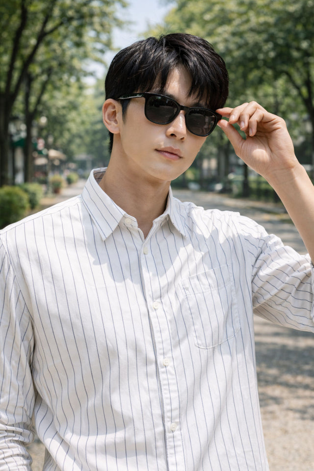 Mens White Striped Slim Fit Casual Shirt