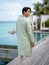 Men's Mint Green Art Silk Embroidered Festive Kurta 6